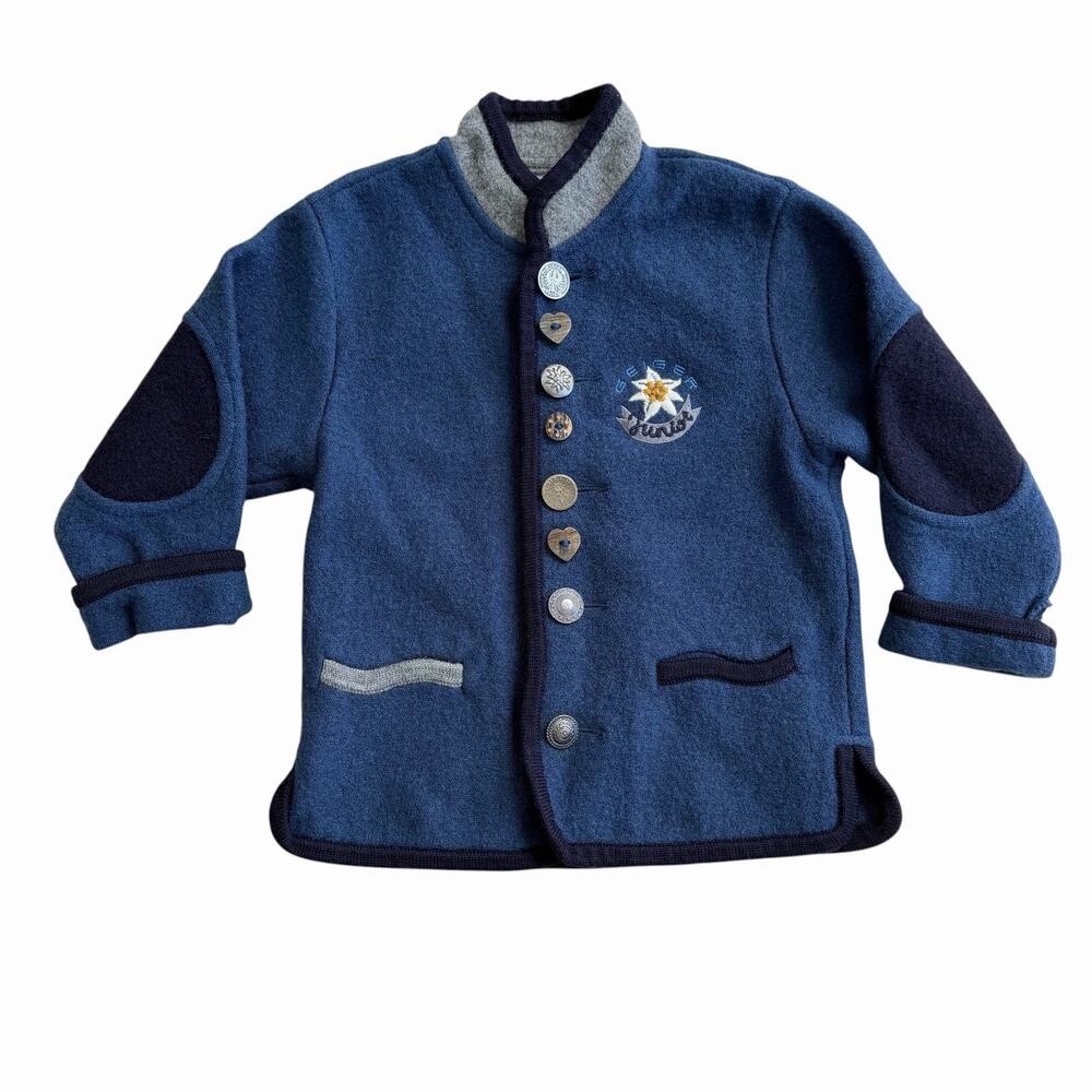 Vintage Geiger Junior Boiled Wool Bavarian Tyrolian Alps Jacket Kids Size